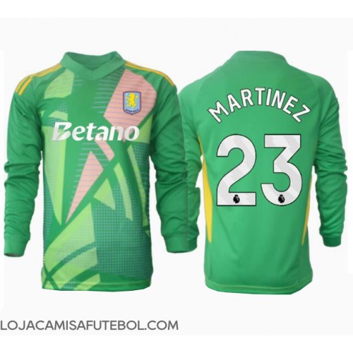 Camisa de Futebol Aston Villa Emiliano Martinez #23 Goleiro Equipamento Principal 2024-25 Manga Comprida